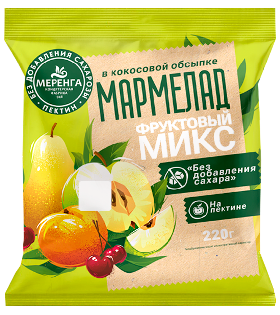  Меренга Мармелад без сахара в кокосовой обсыпке Фруктовый микс, 220г   в Обнинске