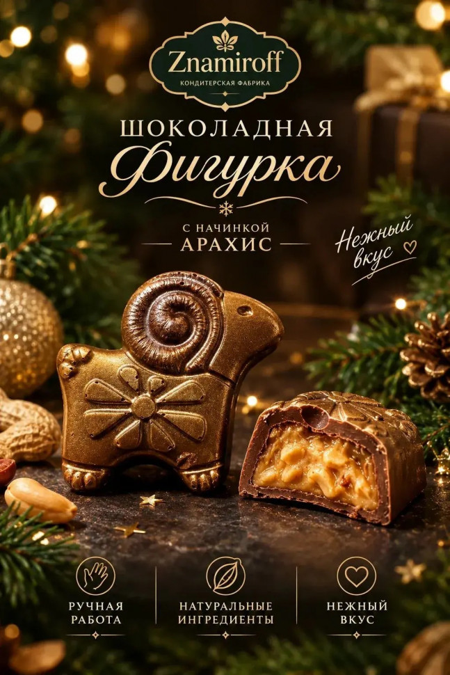  Шоколад фигурный "Баран-таран" молочный шоколад с арахисовой начинкой (блок 5шт по 70г) в Обнинске